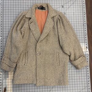 Women's Herringbone Drop-shoulder Pea Coat